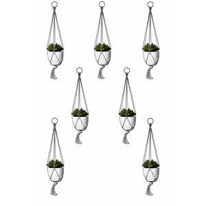 7X Macrame Plant Hanger Flower Pot Hanging Baskets Plant Holder Home Decor Gray